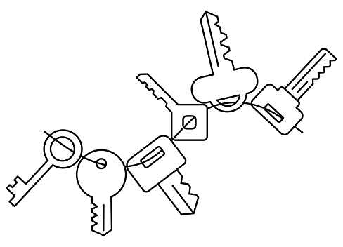 Bunch Of Keys Vector Line Editable Outline Stroke Stock Illustration ...