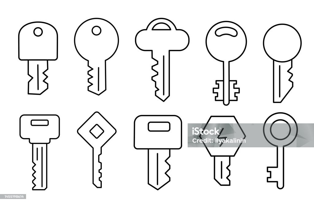 Key Sign Different Different Keys Set Vector Line Editable Outline Stroke Stock ...