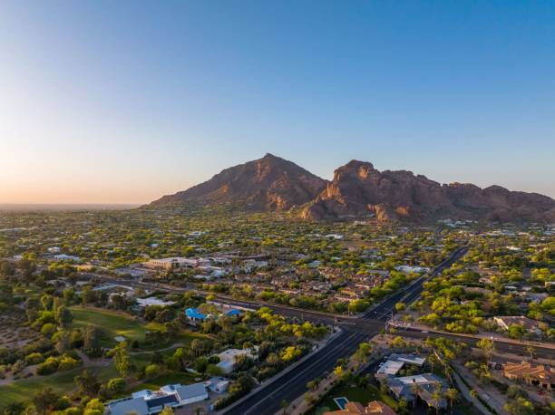 istock Camelback Mountain at sunrise in Phoenix, Arizona golf course and luxury homes 1455198661