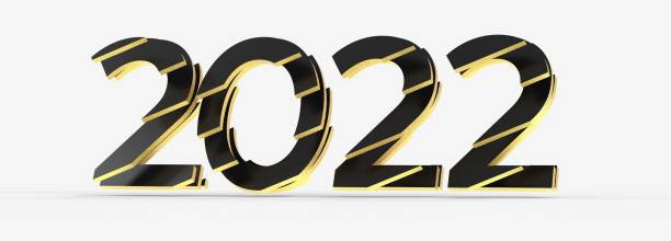 istock 3D rendering of the black and gold 2022 on a white background 1455201072