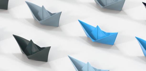 istock Illustration of paper ships on a white background 1455201415