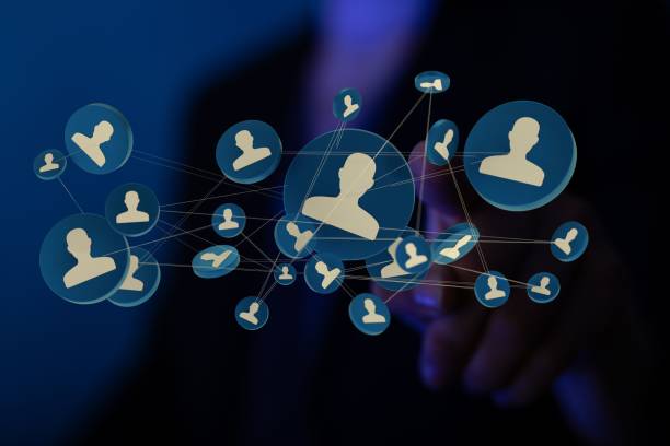 istock Person presenting a virtual projection of human resources 1455201697