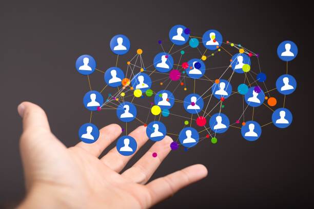 istock 3D rendering of the communication web with a person behind 1455202062