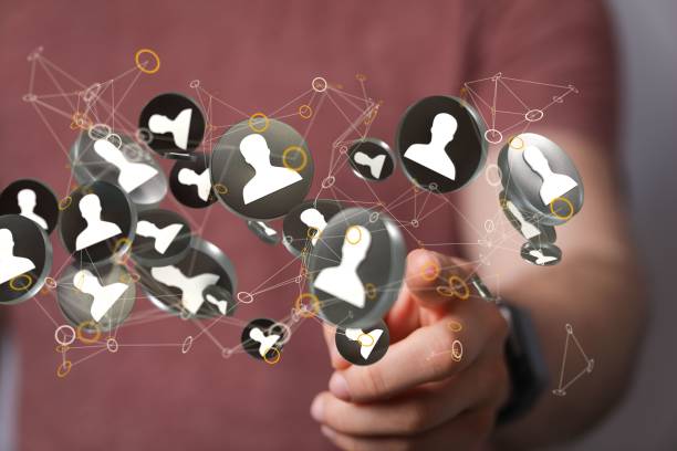 istock 3D rendering of the communication web with a person behind 1455202077