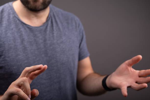 istock Closeup of a man showing hands 1455202324