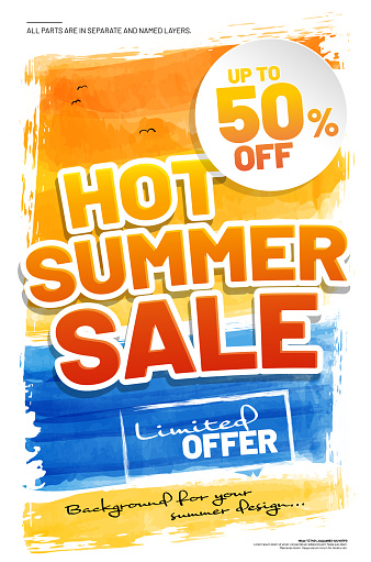 Template for HOT SUMMER SALE with sample text - vector illustration