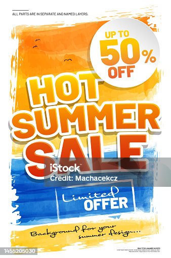 istock Template for HOT SUMMER SALE with sample text 1455205030