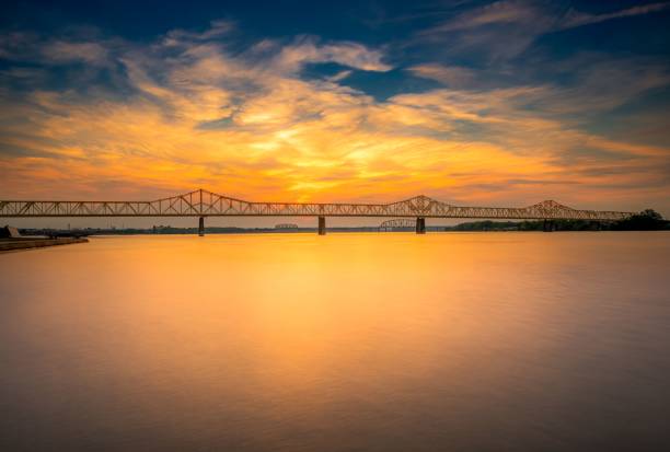 istock Bridge over the Ohio river at sunset, USA 1455207931