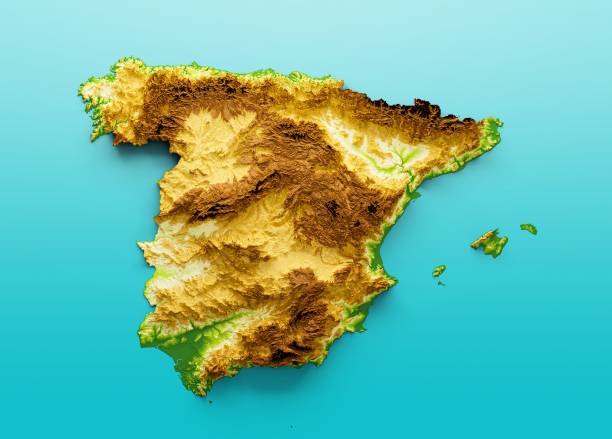 istock 3D illustration of the Spain Map isolated on a blue background 1455210319