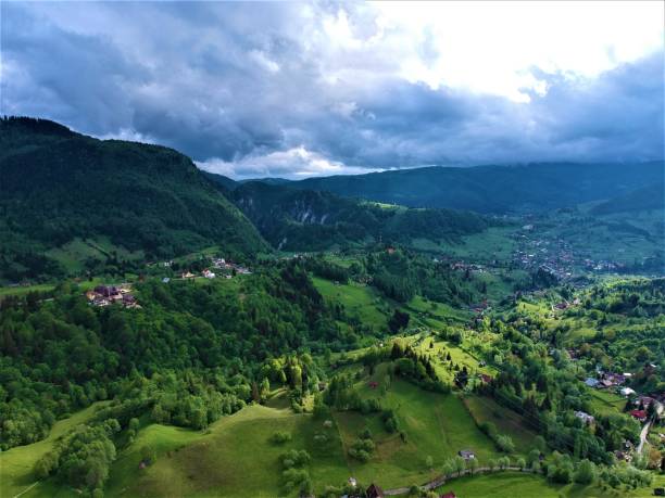 istock Natural view of a vast mountain landscape under a cloudy sky 1455211203