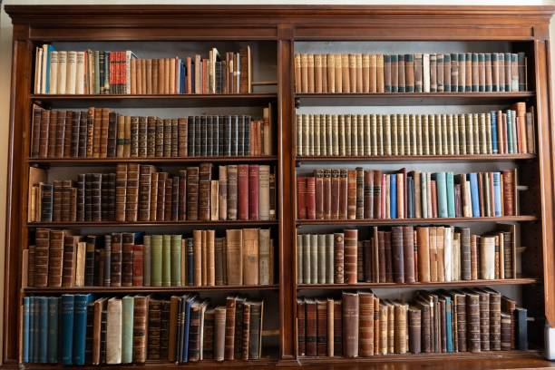 istock Antique books on the bookshelf. 1455211841