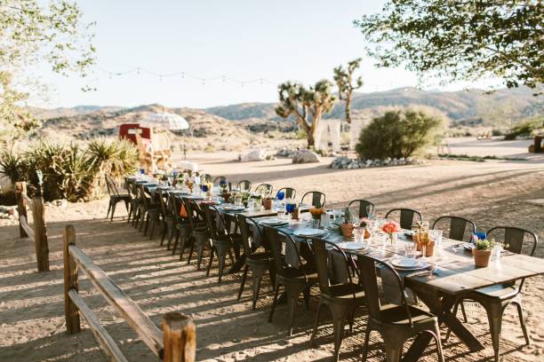 istock Modern outdoor event table setting in the desert 1455212161
