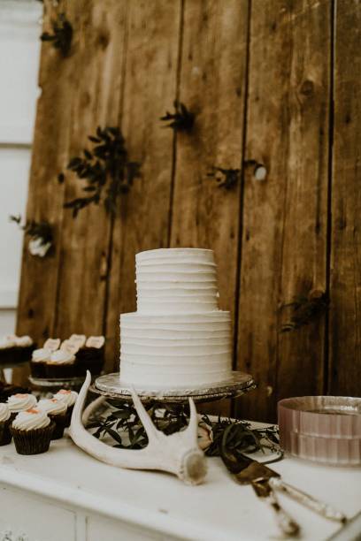 istock Closeup of a white wedding cake with decorations 1455214244