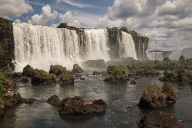istock Beautiful landscape of a waterfall on a cloudy day 1455214446