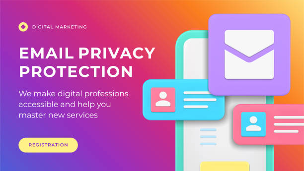 istock Email communication privacy protection smartphone application social media banner 3d icon vector 1455214856