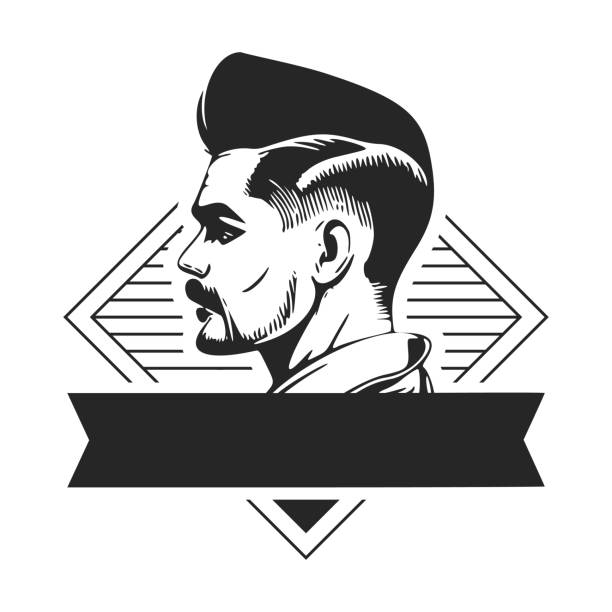 logo pria brutal dengan janggut. dapat menjadi elemen desain yang sederhana namun kuat untuk tempat pangkas rambut atau salon. - barbershop australia ilustrasi stok
