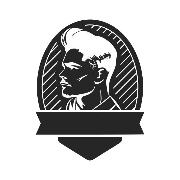 logo pria brutal dengan janggut. logo dapat menggambarkan desain bergaya untuk tempat pangkas rambut atau salon. - barbershop australia ilustrasi stok