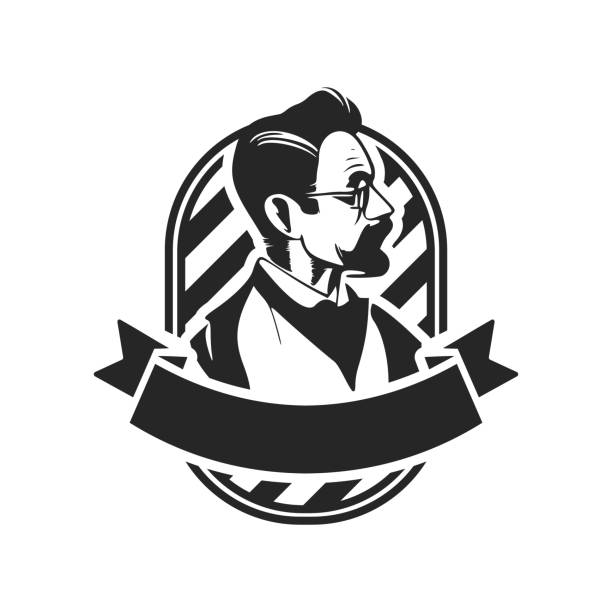 logo pria bergaya. logo dapat menggambarkan desain bergaya untuk tempat pangkas rambut atau salon. - barbershop australia ilustrasi stok