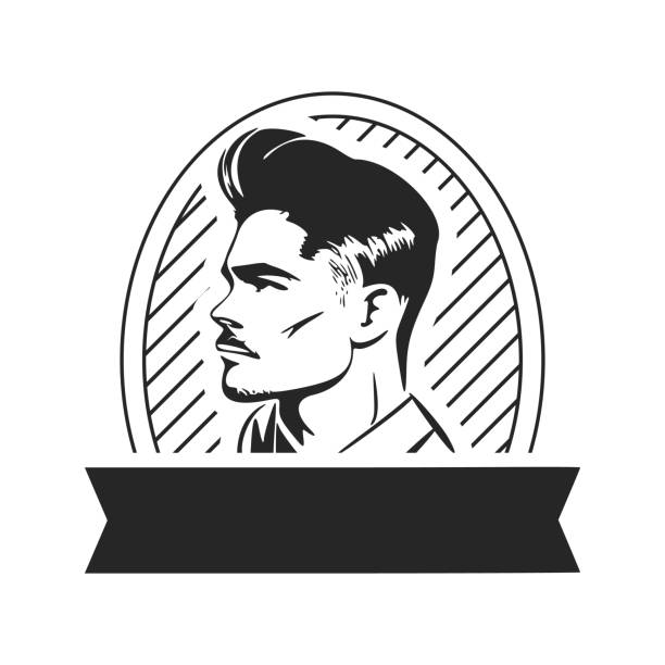 logo pria bergaya dengan janggut. logo dapat menggambarkan desain bergaya untuk tempat pangkas rambut atau salon. - barbershop australia ilustrasi stok