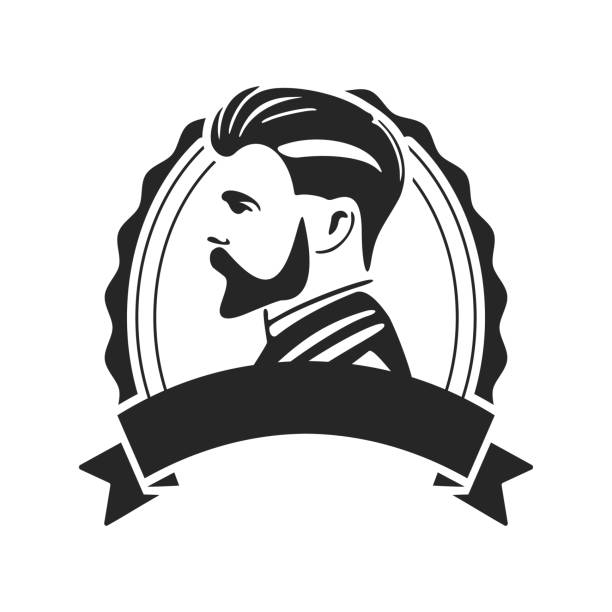 logo yang menggambarkan seorang pria bergaya dan brutal. logo dapat menggambarkan desain bergaya untuk tempat pangkas rambut atau salon. - barbershop australia ilustrasi stok