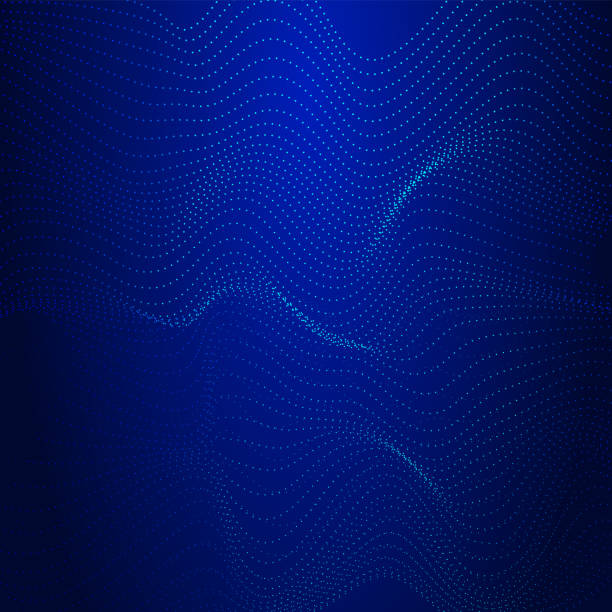 istock Abstract dotted wave line particle of blue design element on dark black background 1455223006
