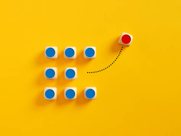 istock Unique, think different, individuality, standing out from the crowd. Leaving the team. Choosing a different path in business and life. 1455228109