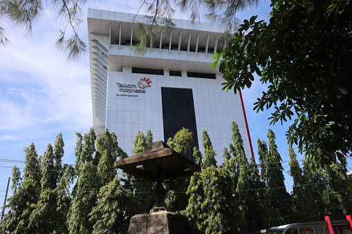Semarang, Indonesia, December 2022. Office building of PT. Telkom, on Jl. Pahlawan Pleburan, Kec. South Semarang, Semarang City. PT Telkom is a state-owned telecommunication company in Indonesia.