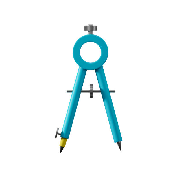 istock Drawing compass 3d illustration isolated on white background. 3d school compass illustration 1455230671