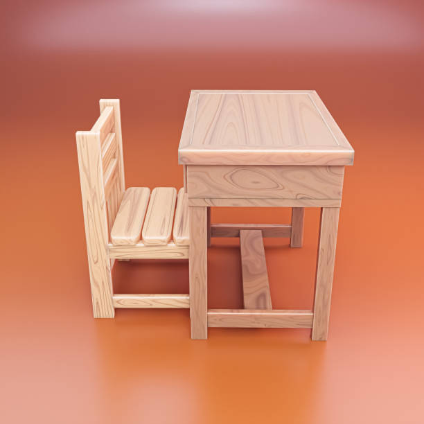istock school bench isolated on orange background 1455230795