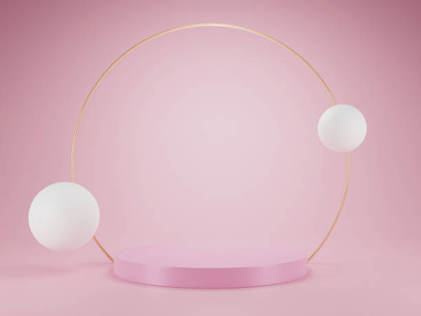 istock pink color tone scene background with geometrical forms. 1455237329
