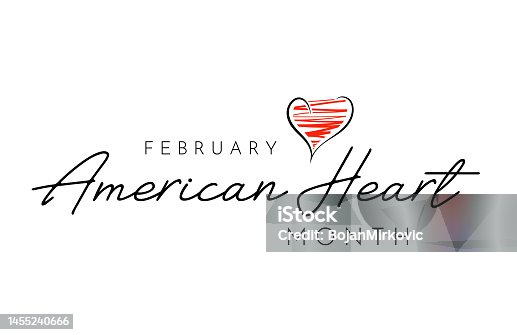 istock American Heart Month lettering, February. Vector 1455240666