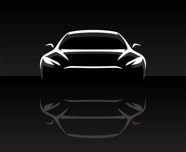 Vector illustration of Auto sports car vehicle silhouette front