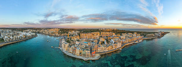 istock Drone Panorama of Marsaskala at sunrise in Malta 1455241020