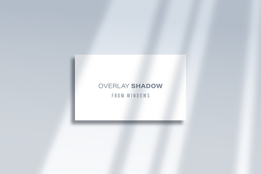 Shadow overlay effect template. Transparent soft light and shadows from window. Mockup of window shade over wall hanging frame