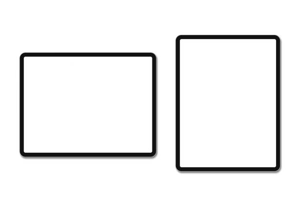 白い背景に空白の白い画面を持つタブレットpc - タブレット端末 ストックフォトと画像