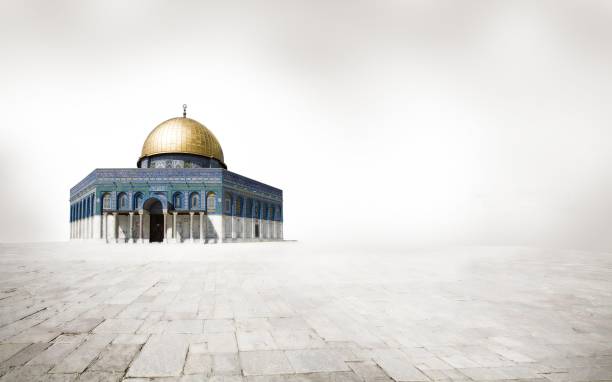 long exposure of al-aqsa (dome of the rock) mosque - jerusalem dome of the rock israel temple mound imagens e fotografias de stock