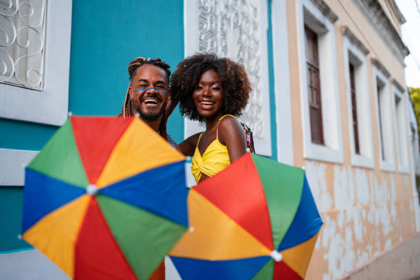 istock Dancers holding colorful frevo umbrellas 1455245243