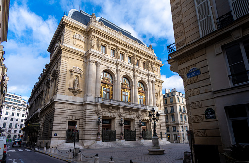 Paris, France - January 8, 2023: Exterior view of the Opéra-Comique National Theater, also known as the \