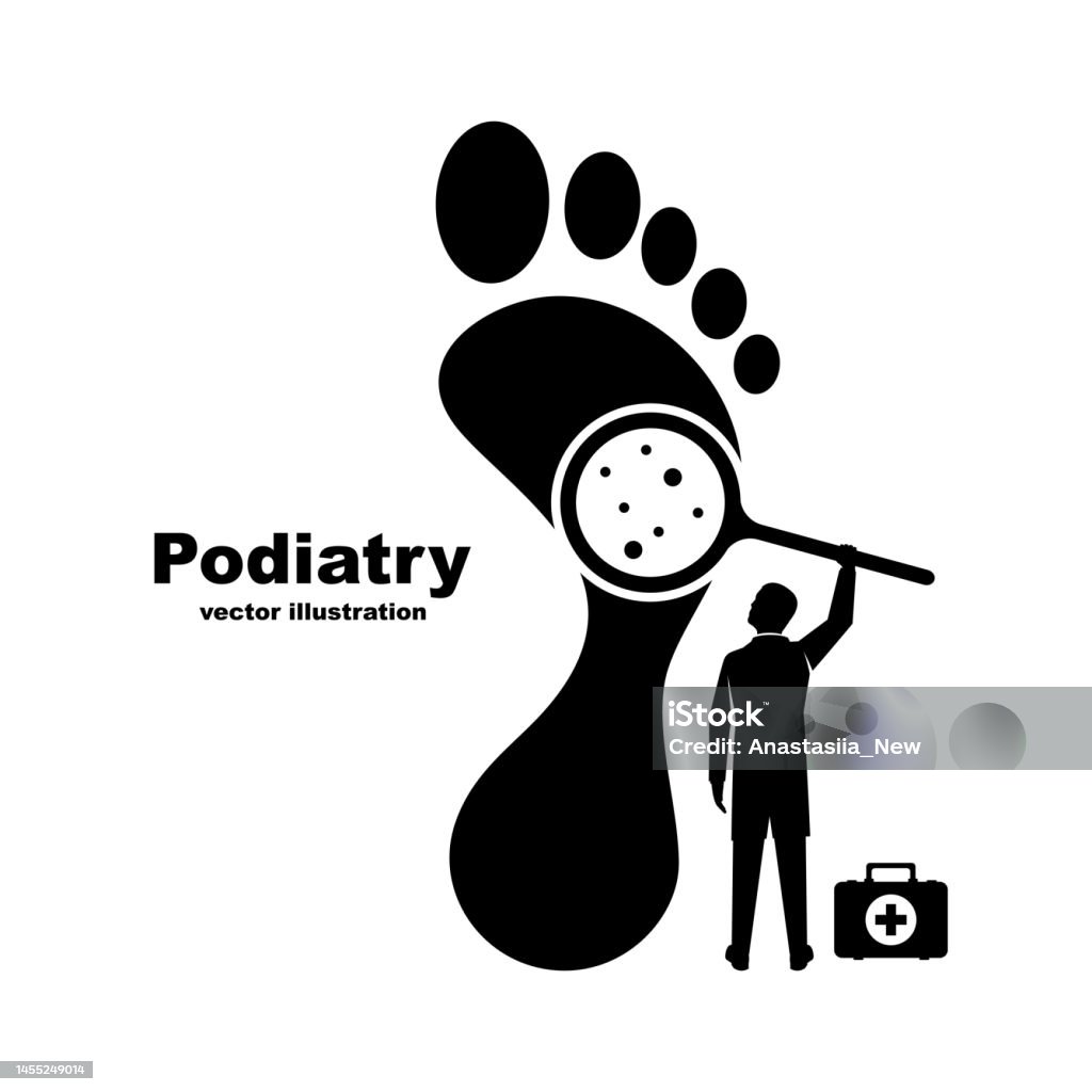 Podiatry Concept Landing Page Feet Treatment Vector Black Stock