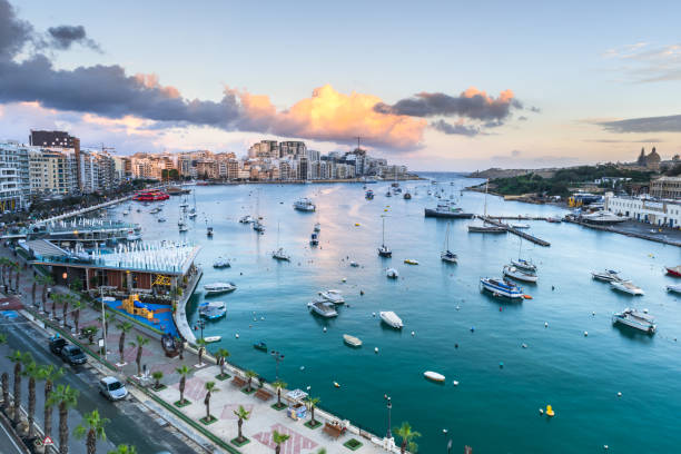 istock Beautiful sunset at Sliema Bay in Malta 1455249131