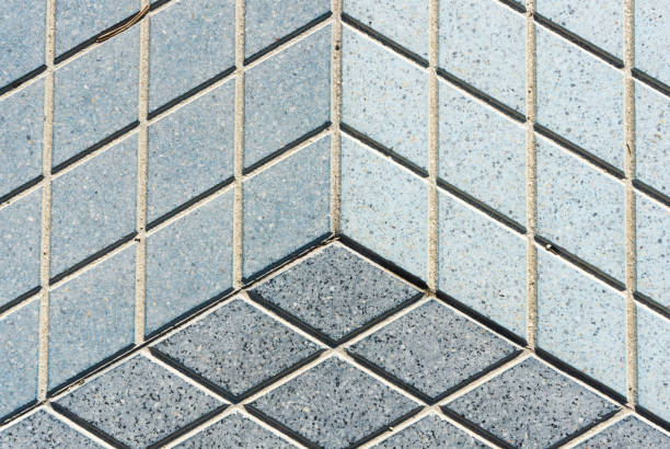 istock Geometric shape background. Blue mosaic pieces background. Ceramic decoration texture. Puzzle look graphic design. 1455251943