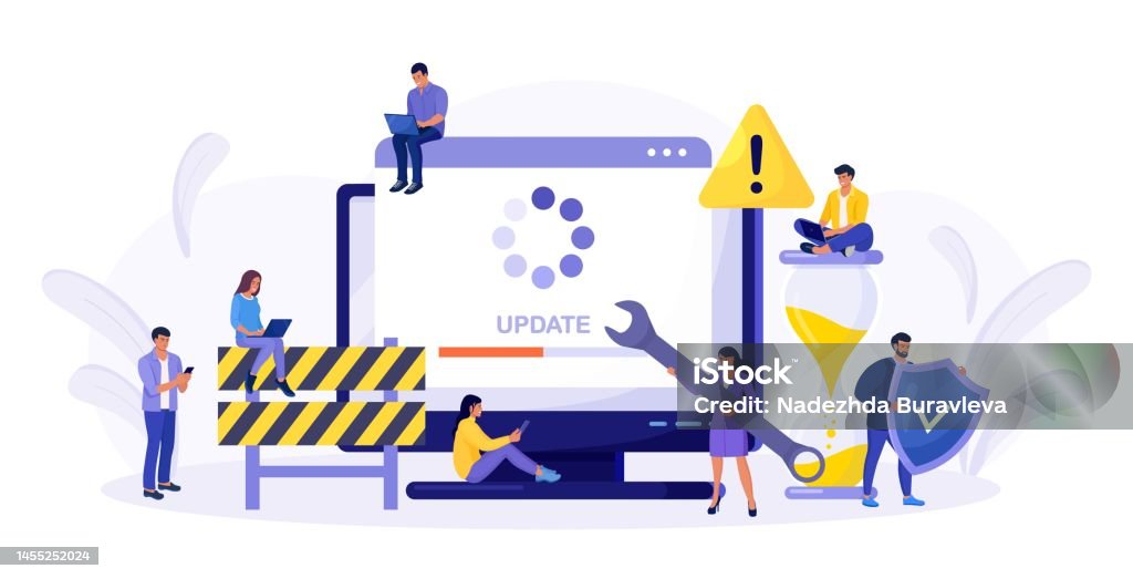 System Update Tiny Programmers Upgrading Operating System It ...