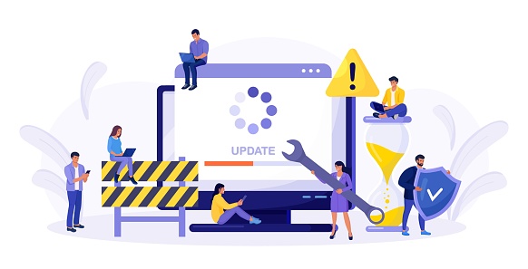 System Update Tiny Programmers Upgrading Operating System It ...