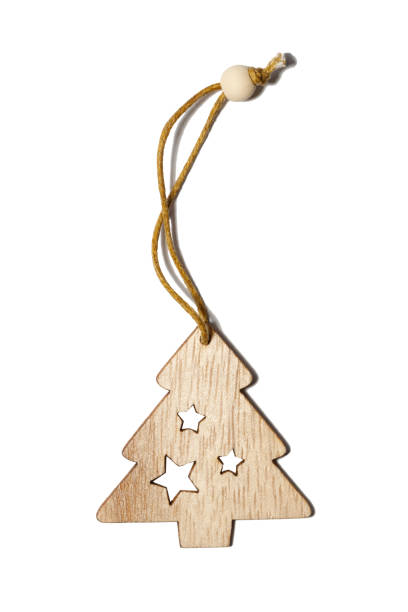 istock wooden Christmas tree with stars on a string isolated on white background 1455252199
