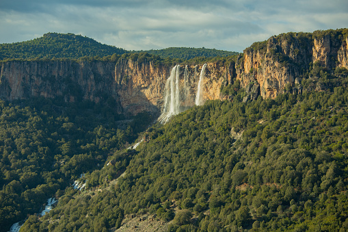 lequarci waterfalls in the town of ulassai, central sardinia