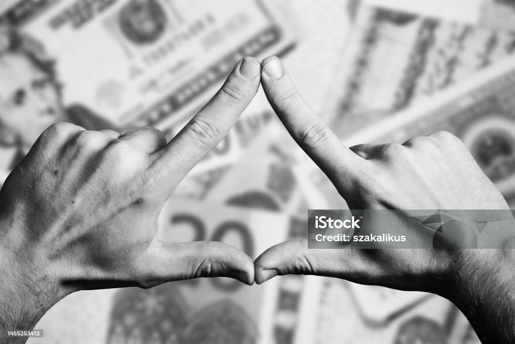 Triangle Money. Sign Triangle Shape Made With Fingers Two Hands Connected Together ...
