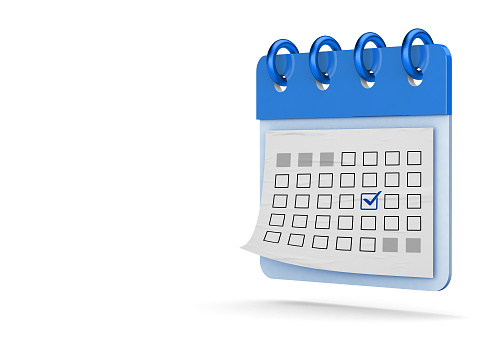 3D illustration of calendar icon with event date. icon 3d render.