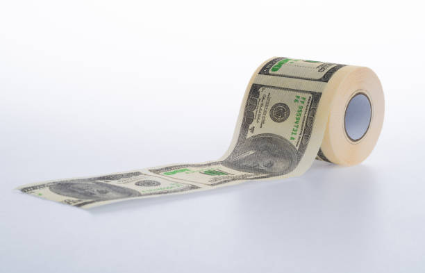 istock American one hundred dollar pattern on the toilet paper 1455261352