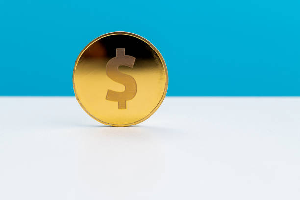 Gold coin with dollar sign.