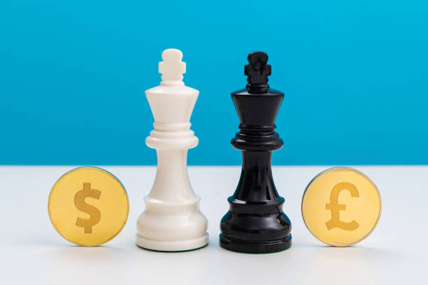 istock Chess king with USA and UK coin 1455261477